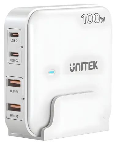 Unitek P1229AWH01- EU biela / Nabíjačka / GaN / 100W / 2x USB-C / 2x USB-A