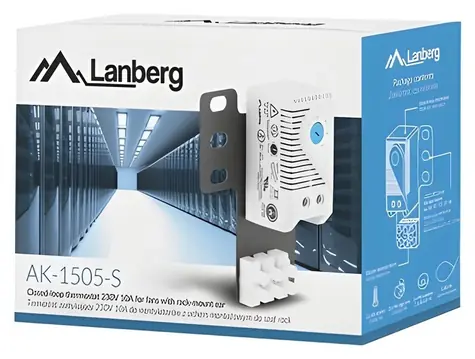 Lanberg AK-1505-S sivá / Termostat / 19" RACK a DIN lišta / spínací prúd 10 A / -20 až 80 °C