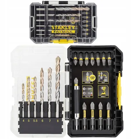 Stanley STA88552-XJ Sada rázových bitov a vrtákov do muriva / Sada bitov / 1/4" / 19 ks