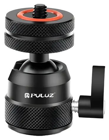 PULUZ PU1057B čierna / Guľová hlava adaptéra pre statív / závit 1/4" / studená pätica / 360°
