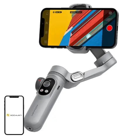 AOCHUAN X Pro Standard šedá / Stabilizátor / 3osý / Bezdrôtové nabíjanie / OLED displej / nosnosť 250 g