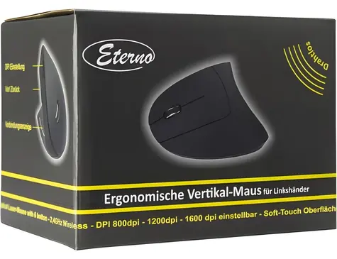 Inter-tech Eterno KM-206L / Vertikálna myš / Pre ľavákov / Bezdrôtová / 1600 DPI