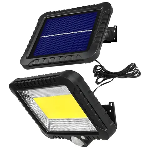 Maclean MCE438 čierna / Solárny LED reflektor / senzor pohybu / nástenný / IP44 / 6000K / 400lm