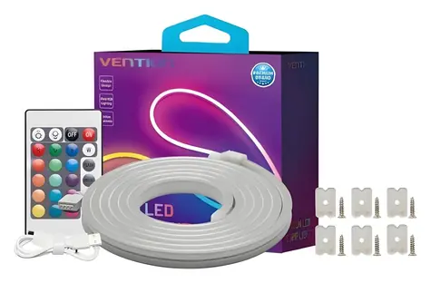 Vention Neon LED pásik s IR diaľkovým ovládačom / LED pásik / RGB / silikónový / 12V DC / 5 m / IP65