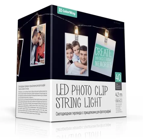 Colorway LED fotokolíčky teplá biela / Svetelná reťaz / 40 LED / 4,2 m / napájanie 3x AA