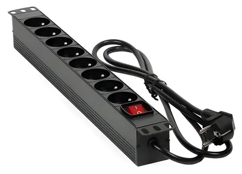 MHPower PDU-FR4K8 čierna / Rozvodný panel / 19 "/ 8x 230V / 16A / 4000W / kábel 1,8 m
