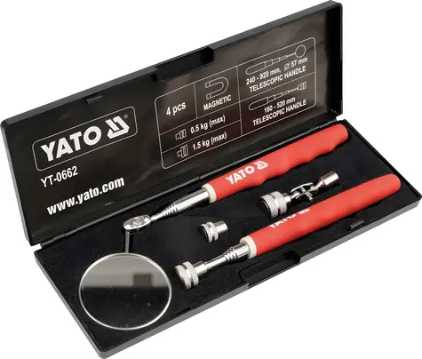 YATO Inšpekčná súprava zrkadlo a magnet / Inšpekčná súprava / 5 ks / rukoväť 160-930 mm / magnetické pätky 13-20 mm