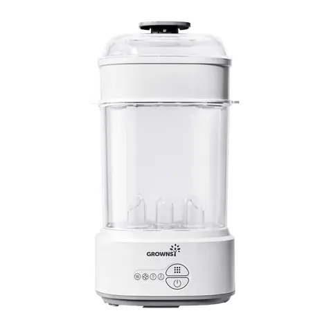 Grownsy 916 šedá / Sterilizátor fliaš / parná sterilizácia / sušička 360° / skladovanie 24 h / 500 W