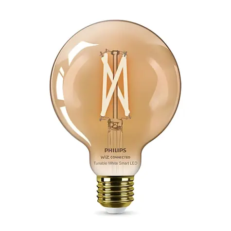 Philips WiZ Filament G95 jantárová / Múdra LED žiarovka / E27 / Wi-Fi, Bluetooth / 50W