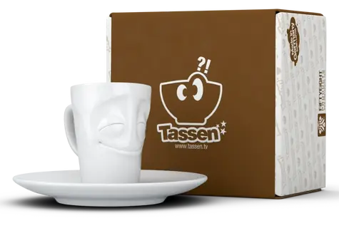 FIFTYEIGHT Espresso hrnček Vergnügt biely / 80 ml / Porcelán / Umývačka a mikrovlnka