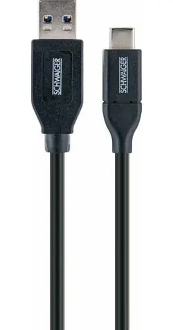 Schwaiger USB-A - USB-C kábel čierna / Dátový kábel / USB 3.2 Gen 2 / 5 Gbit/s / 0,15 m