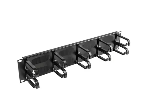 Lanberg Organizér káblov typ B čierna / Organizér káblov / 19" rack / 2U / 10 kovových držiakov