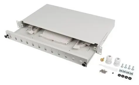 Lanberg Optický patch panel 19" 1U šedý (FOP1-12SS-LDS) / Patch panel / 12x SC simplex / 12x LC duplex