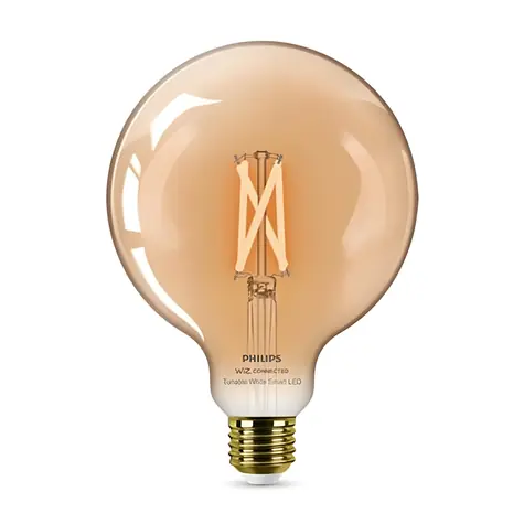 WiZ Filament G125 amber / Chytrá LED žiarovka / E27 / Wi-Fi/Bluetooth / stmievateľná / energetická trieda F