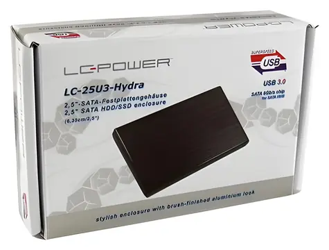 LC Power LC-25U3-Hydra čierna / Box pre 2,5" HDD / SATA III / USB 3.0 / hliníkové telo