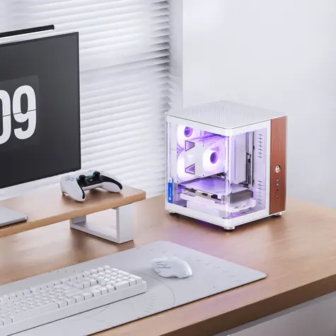 Jonsbo TK-0 biela / Počítačová skriňa / Mini-ITX / Mini-Tower / tvrdené sklo / drevený panel