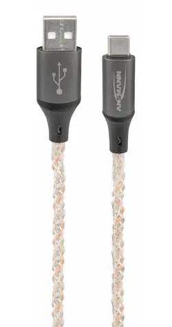 Ansmann 1700-0158 čierna / Dátový a nabíjací kábel / USB-A - USB-C / 1 m / LED osvetlenie / 60W