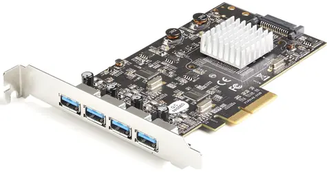 StarTech PCIe karta 4X USB-A čierna / Radič USB / PCIe / USB 3.2 Gen 2 10 Gbps / čipset ASMedia ASM3142