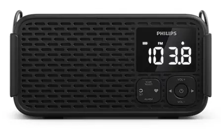 Philips TAR3500/00 čierna / Rádiobudík / LED displej / Akumulátor 5200 mAh / Výstup na slúchadlá