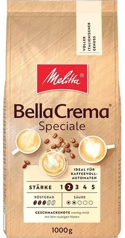 Melitta BellaCrema Speciale / Zrnková káva / 100% Arabica / stredné praženie / 1 kg