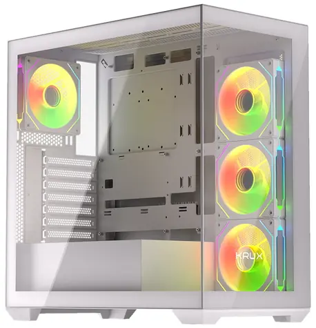 KRUX Exo biela / Počítačová skriňa / Midi-Tower / ATX / tvrdené sklo / 4X RGB ventilátor