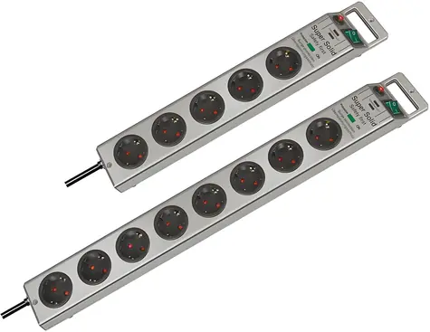 Brennenstuhl Super- SOLID Line strieborná / Predlžovací kábel / 8x zásuvka / prepäťová ochrana / 2,5 m