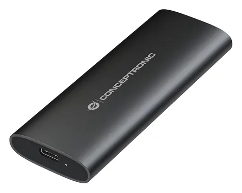 Conceptronic DANTE04B čierna / Externý box pre M.2 SATA / NVMe SSD / USB-C / hliníkové telo