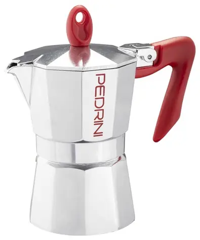 Pedrini Kaffettiera Brillant červená / Moka kanvička / 0,15 l (3 šálky) / Hliníkové telo