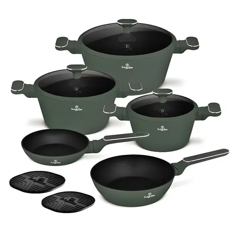 BERLINGERHAUS Sada riadu s titánovým povrchom Matte green Collection / Sada riadu / 10 ks