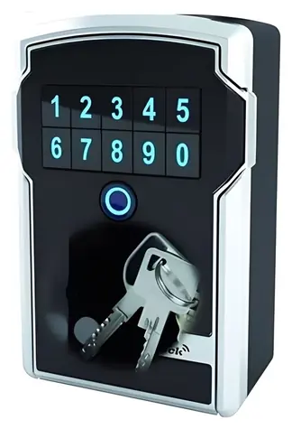 Master Lock 5441EURD strieborno-čierna / Bezpečnostná schránka na kľúče / Bluetooth / kódová klávesnica / IP55