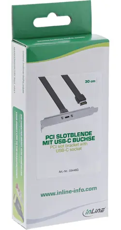 InLine interný adaptér USB-C - USB-A čierna / Adaptér do PC skrine / Slot Key-A / 0,5 m