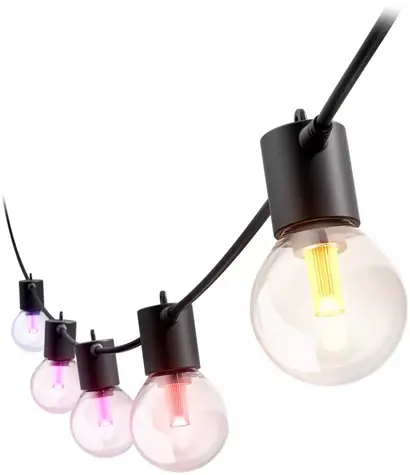 Philips Hue Festavia Globe čierna / Vonkajšia LED svetelná reťaz / 7 m / predĺženie / Zigbee/Bluetooth