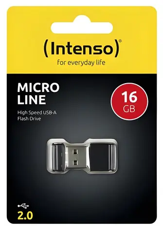 INTENSO Micro Line 16GB čierna / Flash disk / USB 2.0 / čítanie 16,5 MB/s / zápis 6,5 MB/s