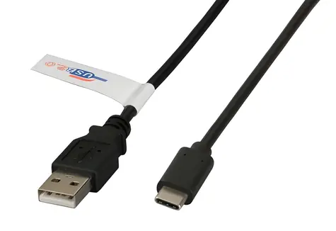 EFB USB-A - USB-C kábel 1 m čierna / Kábel / USB 2.0 / 480 Mbit/s
