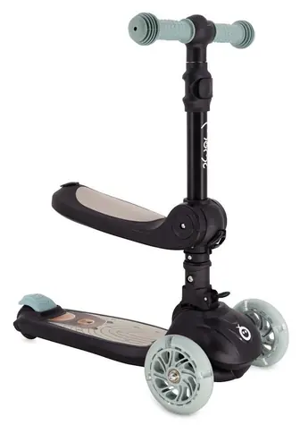 Momi DEBE čierna / Kolobežka / 2v1 s odrážadlom / LED kolieska / skladacia / nosnosť 50 kg