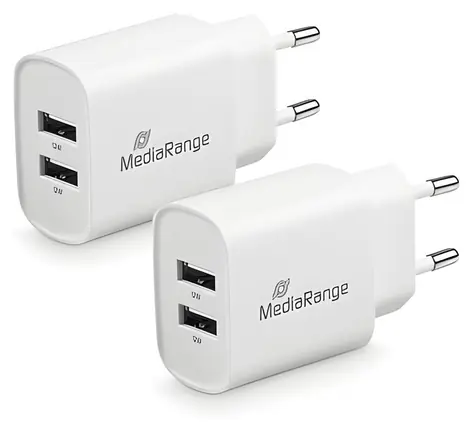 MediaRange MRMA114 biela / Nabíjačka / 12W / 2x USB-A / 2,4A