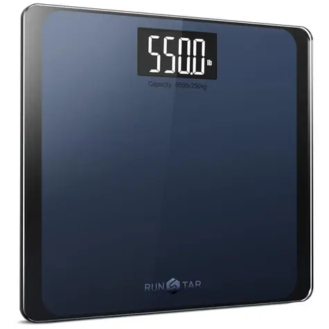 RunStar D550 modrá / Osobná váha / nosnosť 250 kg / sklenená plocha / LCD displej