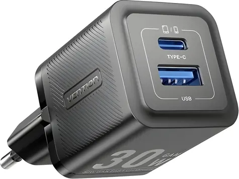 Vention nabíjačka GaN 1x USB-C + 1x USB-A / Nabíjačka / PD 30W