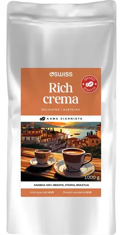 4Swiss Rich Crema 1 kg / Zrnková káva / čerstvo pražená