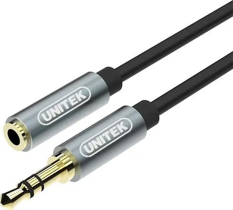 Unitek Y-C932ABK strieborná / Predlžovací kábel / Jack 3,5 mm / 1 m