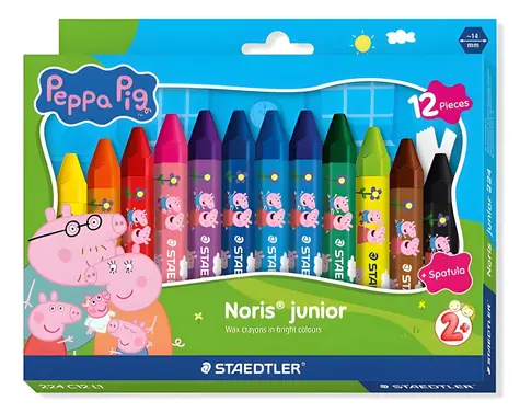 Staedtler Noris Junior Peppa Pig / Voskovky / 12 ks / jumbo / šesťhranné / od 2 rokov