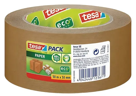 Tesa ecoLogo hnedá / Baliaca páska / papierová / 50 mm / 50 m