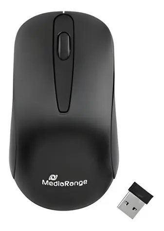 MediaRange MROS209 čierna / Bezdrôtová optická myš / 1200 DPI / 2.4 GHz / 3 tlačidlá