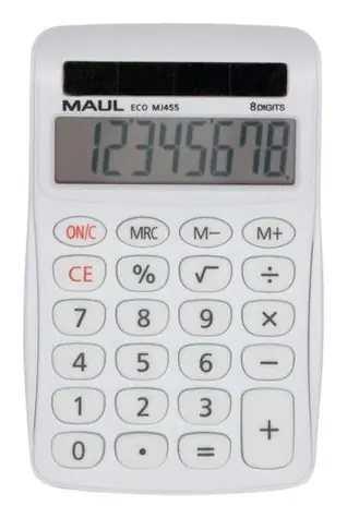 Maul ECO MJ 455 biela / Stolová kalkulačka / osemmiestna / solárne napájanie