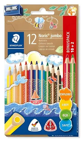 Staedtler Noris triplus Jumbo / Pastelky / trojhranné / 12 ks / s strúhadlom
