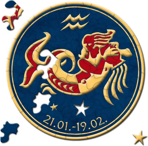 CURIOSI Okrúhle puzzle Zverokruh: Vodnár / 33 dielikov / priemer 9 cm