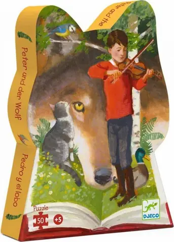 DJECO Panoramatické puzzle Peter a vlk / 50 dielikov / rozmer 62 x 20 cm