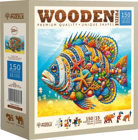 Wooden City Drevené puzzle Módna ryba / 150 dielikov