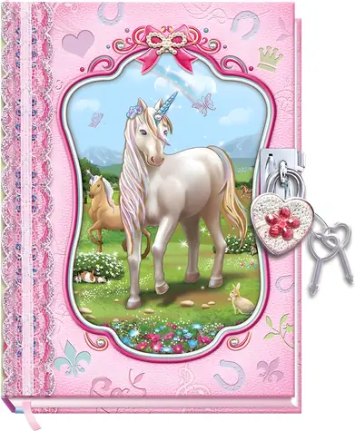 ALLTOYS Denník so zámkom Jednorožec / Zápisník / 18x14 cm