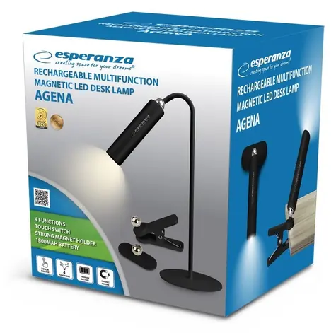 Esperanza ELD118K čierna / LED stolná lampa 3v1 / 3W / 200lm / 4000K / 3 režimy / USB-C